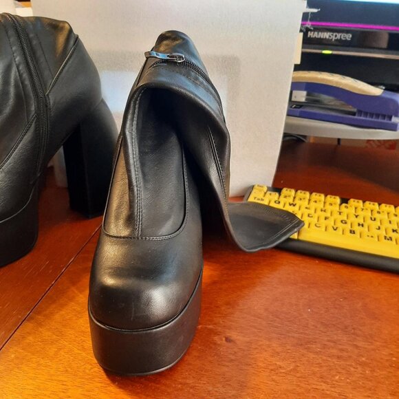 NEW ! Women Half Knee High Boot Platform Square Toe Black Sz US 10-10.5/EU41 - Picture 3 of 7